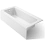 Kohler Bellwether Bath Tub 66" L x 32" W Cast Iron Soaking for Three Wall Alcove Installations with Integral Apron and Left Drain White