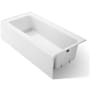 Kohler Bellwether Bath Tub 66" L x 32" W Cast Iron Soaking for Three Wall Alcove Installations with Integral Apron and Right Drain White