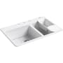 Kohler Riverby 33" Drop In Double Basin Cast Iron Kitchen Sink White