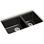 Kohler Riverby 33" Undermount Double Basin Cast Iron Kitchen Sink with Basin Rack Black Black