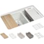 Kohler Riverby 33" Undermount Double Basin Cast Iron Kitchen Sink with Basin Rack, Colander and Cutting Board Sea Salt