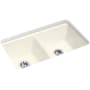 Kohler Riverby 33" Undermount Double Basin Cast Iron Kitchen Sink with Basin Rack and 50/50 Basin Split Biscuit