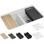 Kohler Riverby 33" Undermount Double Basin Cast Iron Kitchen Sink with Basin Rack, Colander, Cutting Board and 50/50 Split Basin Ice Grey