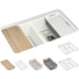 Kohler Riverby 33" Undermount Double Basin Cast Iron Kitchen Sink with Basin Rack, Colander, Cutting Board and 50/50 Split Basin Dune