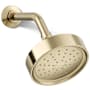 Kohler Purist 1.75 GPM Single Function Shower Head with MasterClean Sprayface and Katalyst Air-Induction Technology Vibrant French Gold