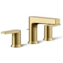 Kohler Taut 1.2 GPM Widespread Bathroom Faucet with Pop-Up Drain Assembly Vibrant Brushed Moderne Brass