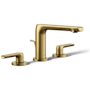 Kohler Avid 0.5 GPM Widespread Bathroom Faucet with Pop-Up Drain Assembly Vibrant Brushed Moderne Brass
