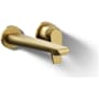Kohler Avid 1.2 GPM Wall Mounted Mini-Widespread Bathroom Faucet Vibrant Brushed Moderne Brass