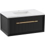 Kohler Enivo 36" Wall Mounted Single Basin Vanity Set with Cabinet and Quartz Vanity Top - Includes Undermount Sink and Cabinet Hardware Gloss Black