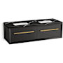 Kohler Enivo 61" Wall Mounted Double Basin Vanity Set with Cabinet and Quartz Vanity Top Gloss Black