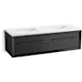 Kohler Enivo 61" Wall Mounted Double Basin Vanity Set with Cabinet and Quartz Vanity Top Gloss Black