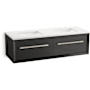Kohler Enivo 61" Wall Mounted Double Basin Vanity Set with Cabinet and Quartz Vanity Top Gloss Black