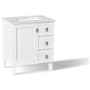 Kohler Poplin 30" Free Standing Single Basin Vanity Set with Cabinet and Quartz Vanity Top - Includes Undermount Sink and Cabinet Hardware Linen White