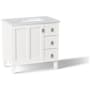 Kohler Poplin 36" Free Standing Single Basin Vanity Set with Cabinet and Quartz Vanity Top - Includes Undermount Sink and Cabinet Hardware Linen White