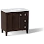 Kohler Poplin 36" Free Standing Single Basin Vanity Set with Cabinet and Quartz Vanity Top - Includes Undermount Sink and Cabinet Hardware Claret Suede