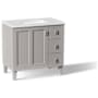 Kohler Poplin 36" Free Standing Single Basin Vanity Set with Cabinet and Quartz Vanity Top - Includes Undermount Sink and Cabinet Hardware Mohair Grey