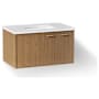 Kohler Jute 36" Wall Mounted Single Basin Vanity Set with Cabinet and Quartz Vanity Top - Includes Undermount Sink and Cabinet Hardware Walnut Flax