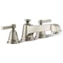 Kohler Pinstripe Deck Mounted Roman Tub Filler Trim with Metal Lever Handles Brushed Nickel