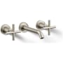 Kohler Purist 1.2 GPM Wall Mounted Widespread Bathroom Faucet Brushed Nickel
