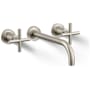 Kohler Purist 1.2 GPM Wall Mounted Widespread Bathroom Faucet Brushed Nickel