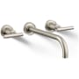 Kohler Purist 1.2 GPM Wall Mounted Widespread Bathroom Faucet Brushed Nickel