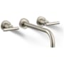 Kohler Purist 1.2 GPM Wall Mounted Widespread Bathroom Faucet Brushed Nickel