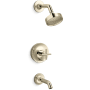 Kohler Purist Tub and Shower Trim Package with 1.75 GPM Single Function Shower Head with Rite-Temp Technology Vibrant French Gold