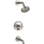 Kohler Purist Tub and Shower Trim Package with 1.75 GPM Single Function Shower Head with Rite-Temp Technology Brushed Nickel