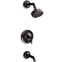 Kohler Purist Tub and Shower Trim Package with 2.5 GPM Single Function Shower Head with Rite-Temp Technology Brushed Graphite