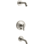 Kohler Purist Tub and Shower Trim Package with Rite-Temp Technology Vibrant Brushed Nickel