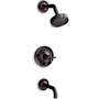 Kohler Purist Tub and Shower Trim Package with 2.5 GPM Single Function Shower Head and Rite-Temp Technology Brushed Graphite