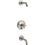 Kohler Purist Tub and Shower Trim Package with Rite-Temp Technology Vibrant Brushed Nickel