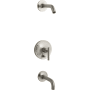 Kohler Purist Tub and Shower Trim Package with Rite-Temp Technology Vibrant Brushed Nickel