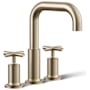 Kohler Purist Deck Mounted Roman Tub Filler with Dual Cross Handle Brushed Bronze