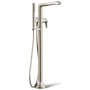 Kohler Tempered Floor Mounted Tub Filler with Built-In Diverter - Includes Hand Shower Vibrant Brushed Nickel