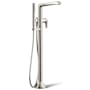 Kohler Tempered Floor Mounted Tub Filler with Built-In Diverter - Includes Hand Shower Vibrant Polished Nickel