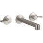 Kohler Components Double Handle Wall-Mount Bathroom Sink Faucet with Row Design Spout and Lever Handles - Includes Rough-In Valve Vibrant Brushed Nickel