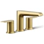 Kohler Hint Deck Mounted Roman Tub Filler Vibrant Brushed Moderne Brass