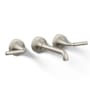 Kohler Tone 1.2 GPM Wall Mounted Widespread Bathroom Faucet Vibrant Brushed Nickel
