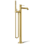 Kohler Occasion Floor-Mount Bath Filler Trim with Handshower Vibrant Brushed Moderne Brass