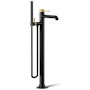 Kohler Occasion Floor-Mount Bath Filler Trim with Handshower Matte Black with Moderne Brass