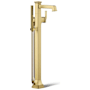 Kohler Riff Floor Mounted Tub Filler with Built-In Diverter - Includes Hand Shower Vibrant Brushed Moderne Brass