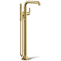 Kohler Tone Floor Mounted Tub Filler with Built-In Diverter - Includes Hand Shower Vibrant Brushed Moderne Brass