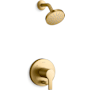 Kohler Elate Shower Only Trim Package with 2.5 GPM Single Function Shower Head and MasterClean Technology Vibrant Brushed Moderne Brass