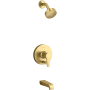 Kohler Pitch Rite-Temp Tub and Shower Trim Package with Integrated Diverter and 1.75 GPM Single Function Shower Head Vibrant Brushed Moderne Brass