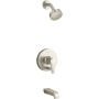 Kohler Pitch Rite-Temp Tub and Shower Trim Package with Integrated Diverter and 1.75 GPM Single Function Shower Head Vibrant Brushed Nickel