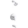 Kohler Pitch Rite-Temp Tub and Shower Trim Package with Integrated Diverter and 2.5 GPM Single Function Shower Head Polished Chrome