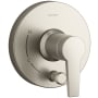 Kohler Pitch Rite-Temp Two Function Pressure Balanced Valve Trim Only with Single Lever Handle and Integrated Push-Button Diverter - Less Rough In Vibrant Brushed Nickel