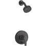 Kohler Pitch Rite-Temp Shower Trim Package with Integrated Diverter and 1.75 GPM Single Function Shower Head Matte Black