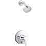 Kohler Pitch Rite-Temp Shower Trim Package with Integrated Diverter and 1.75 GPM Single Function Shower Head Polished Chrome